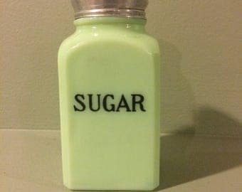 Jeannette Jadite sugar shaker, 1930's