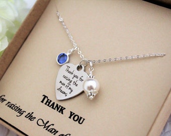 Mother of The Groom Gift Mother In Law Gift from Bride Thank you for Raising the Man of my Dreams Necklace Mother of Groom Gift from Bride