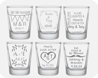 Custom Wedding Favor Shot Glasses, Custom Wedding Party Shot Glasses, Personalized Wedding Favor Shot Glasses,Engraved Wedding Favor Glasses