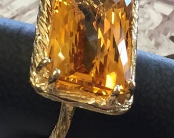17ct. Checkerboard Top Citrine Ring