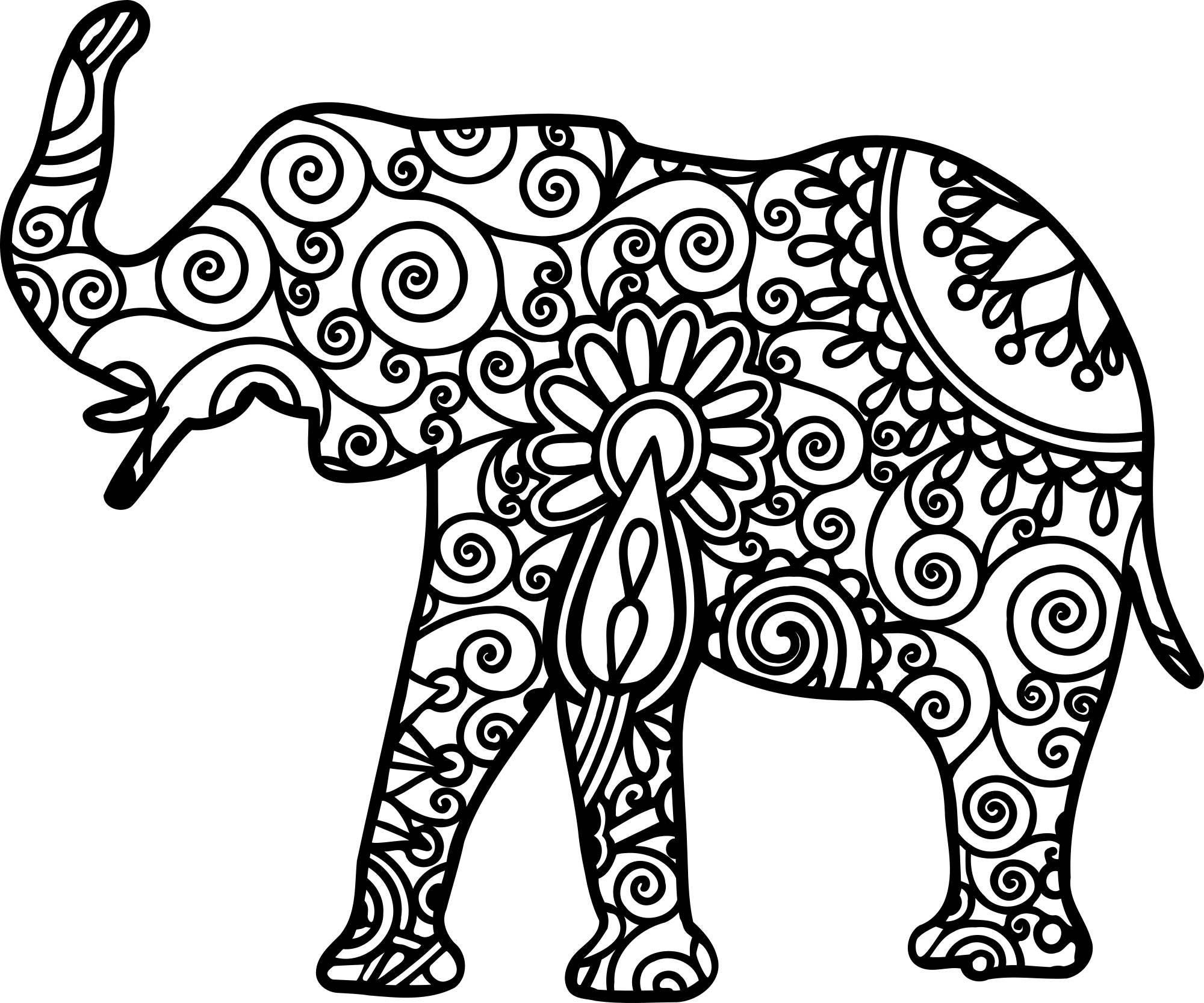 elephant mandala outline