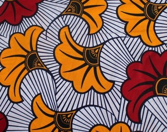 Red and yellow african fabric / Red and yellow ankara fabric / African fabric by the yard / African fabric wholesale / African fabrics sale