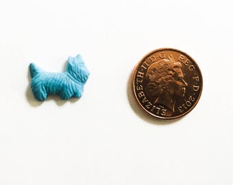 15pc Assorted Blue Polymer Clay Scottie Dog Embellishments / Cabochons