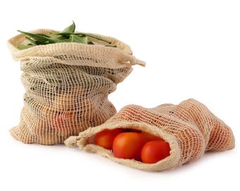 Mesh bag Mesh produce bags Set of 7 Organic cotton Produce Bag vegetable Fruits Storage Bags,reusable mesh produce sacks