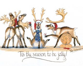 Humorous Animal Christmas Greeting Card - Tis the season to be jolly!