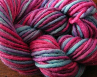 Handpainted Yarn Wool 72yards 1.5oz Worsted Weight Knitting Aspenmoonarts Hand Painted Pink Blue Aqua C002C Felting