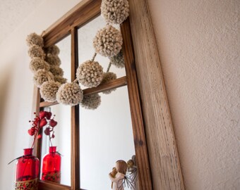 Yarn Pom Pom Garland / Super Bulky / Oatmeal Garland