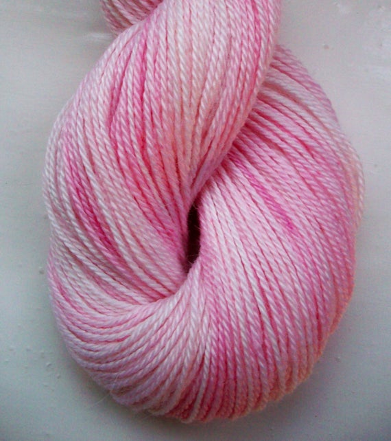 Hand painted luxury yarn, baby alpaca and silk, four ply, sport weight, pinks 100g