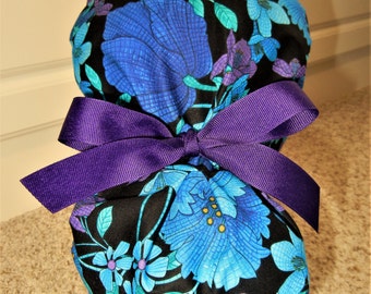 Turn Up Ponytail Scrub Hat in Royal Plume