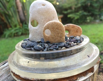 7 BEACH FINDS...jewelry making supplies,natural hag stones wishes good fortune,holey stones rock Christmas gift stocking,guy gift