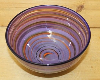 Multicolored Striped Hand Blown Glass Bowl Home Decoration