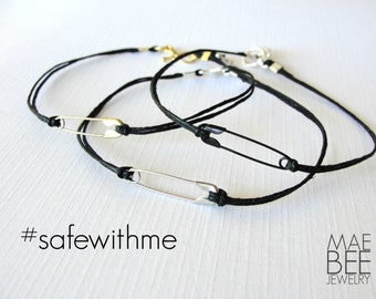 Safety pin bracelet safewithme bracelets Safety Pin jewelry - 2 Dollar DONATION to ACLU