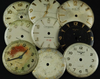 Vintage Antique Watch Dials Steampunk Faces Parts Altered Art Industrial O 56