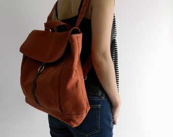 Orange Pumpkin School Backpack ,Canvas Satchel laptop Rucksack , Unisex School bag , Travel women diaper bag / Sale 30% - no.102 -TANYA