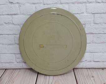 Vintage Metal Film Reel Canister Light Green Media Room Decor