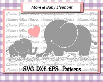 Elephant Svg, Baby SVG, Mom and baby svg, baby elephant cutting file Dxf Silhouette Cricut INSTANT DOWNLOAD, Vinyl Design, Htv, Scal, Mtc