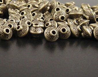 Bead Spacer 30 Antique Bronze Bicone 7mm x 6mm (1065spa07z1)xz