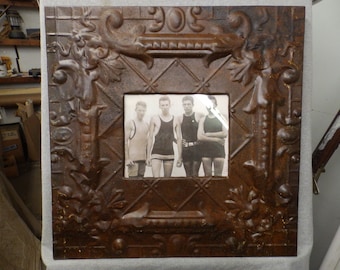 TIN CEILING Rust Burnish Picture Frame 8x10 Shabby Recycled chic 547-16