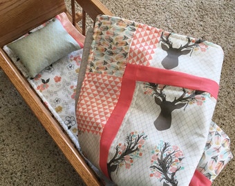 Doll Cradle Bed Bedding - You Choose Colors