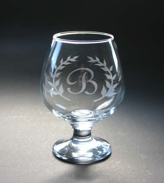 Personalized Etched Brandy Glass Custom Engraved Cognac
