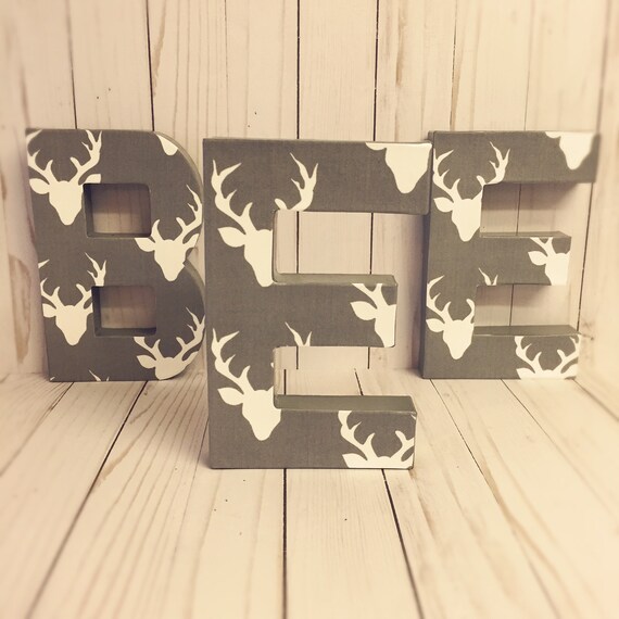 Items similar to grey deer letters deer antler wall letters animal wall letters buck head ...