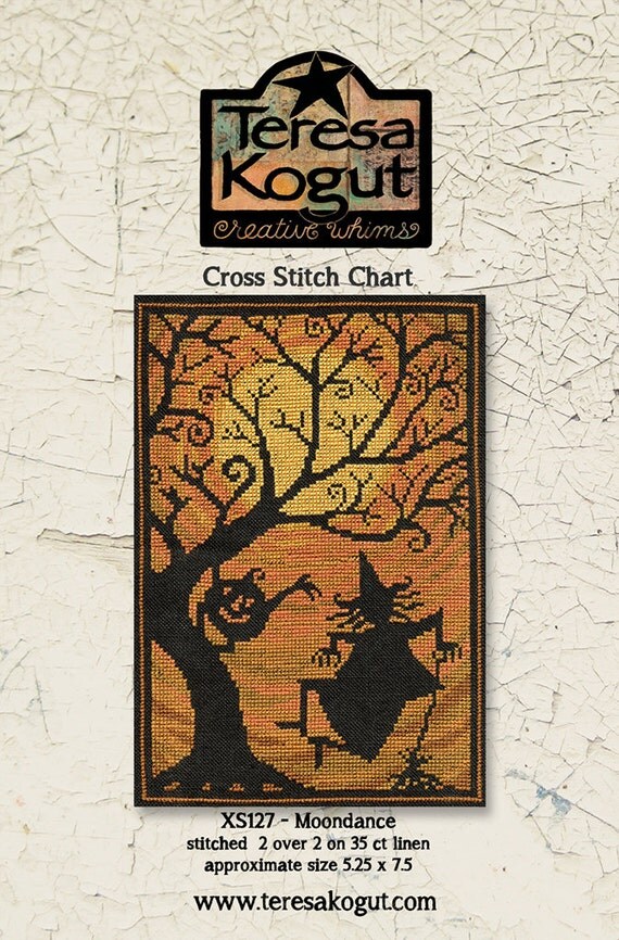 Halloween Primitive Cross Stitch Chart Downloadable PDF Stitchery crewel