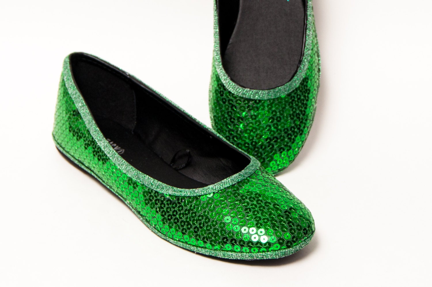 Sequin Kelly Green Ballet Flat Slippers Shoes