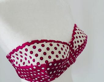 Gorgeous Vintage Bikini Top Polka Dot Bra Full Size Triumph Bathing Suit Pink and White