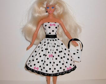 Handmade barbie clothes CUTE dress and bag 4 barbie doll