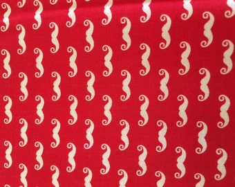 Pepe in Paris Riley Blake Fabric Moustache Red 1 yard left