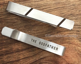 Godfather Gift The Godfather Tie Clip Godfather Tie Bar Stainless Steel Tie Clip Godparent Gift for Uncle Communion Baptism Confirmation