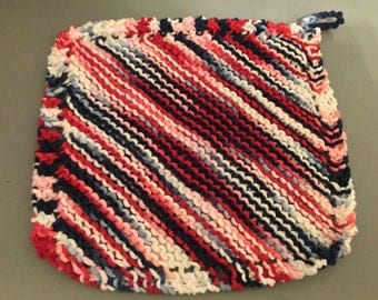Hand knit 100% cotton washcloth, facecloth, dishcloth