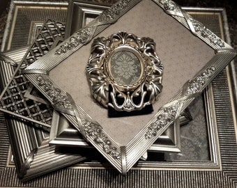 SILVER Shabby chic picture frames Set of Six Pewter picture frame