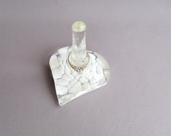 Hand Blown Art Glass Heart Shape Ring Holder