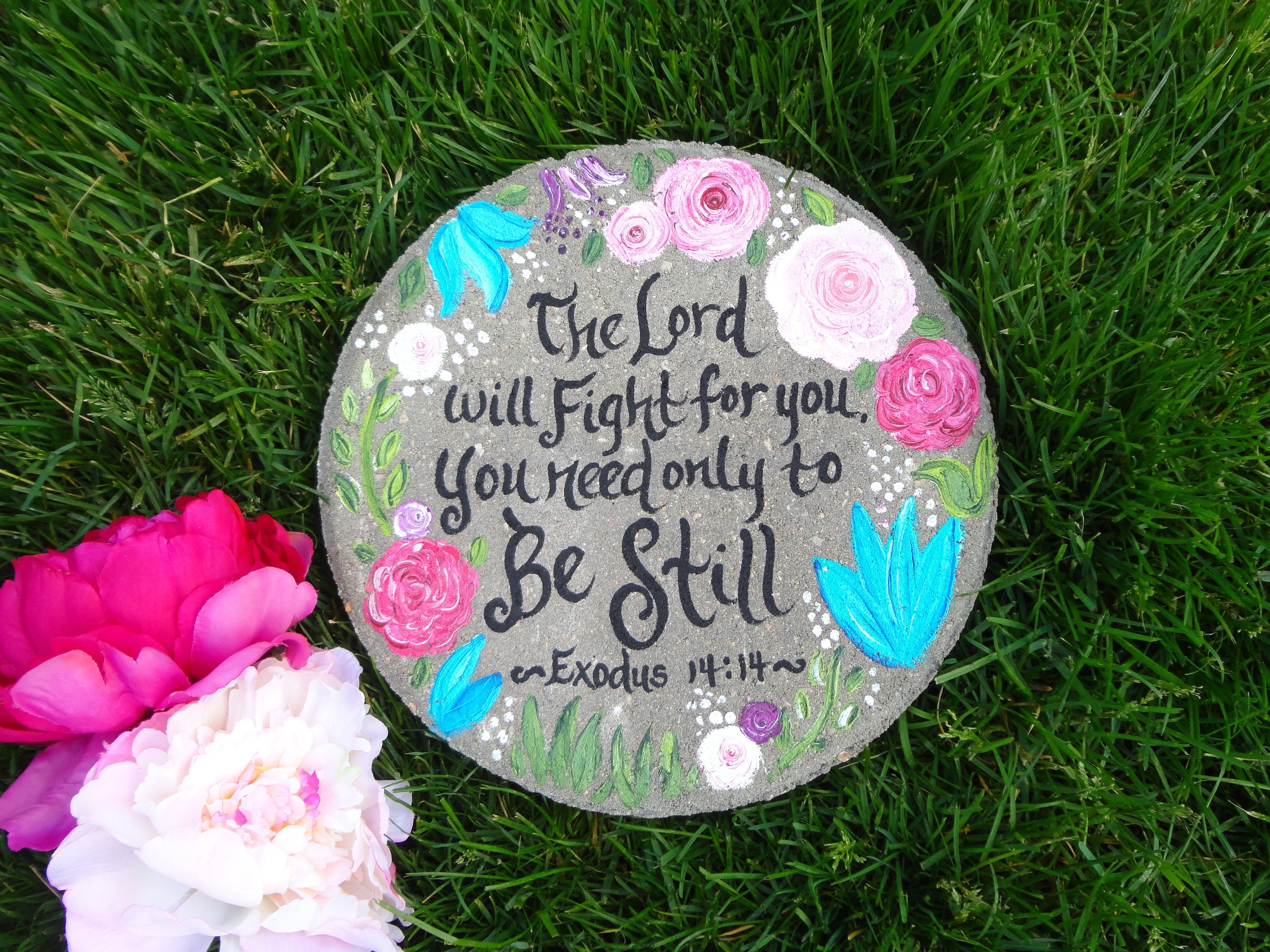 PERSONALIZED Bible Verse Stepping Stone HAND PAINTED Memorial