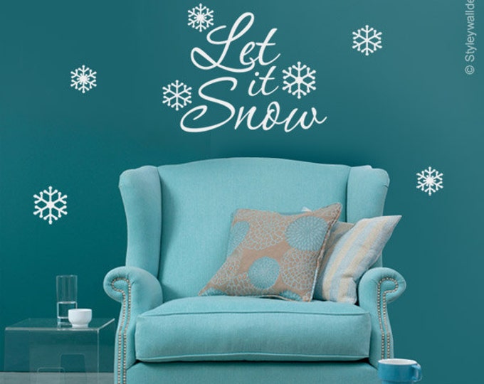 Let It Snow Holiday Wall Decal, Christmas Wall Decal, Snow Flakes Wall Decal, Holidays Wall Sticker, Christmas Wall Decor Sticker