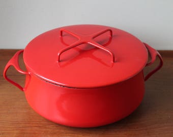 Vintage Dansk Kobenstyle Enamel Dutch Oven, Jens Quistgaard, Red, 4 Ducks Logo, Denmark, Danish Modern, Scandinavian, Mother's Day Gift