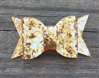 Gold Hair Bow, Glitter Hair Clips, Gold Glitter Hair Clip, Sparkly Hair Bows, Toddler Hair Clip, Glitter Hair Bow, Gold Glitter Bow