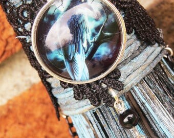 CLEARANCE, Witch's Broom, Altar Broom, Witchcraft, Wicca, Raven Inspired Witches Besom, Black Crow, Raven Totem, Witch's Altar, Pagan Besom