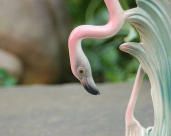 1940's / 50's Brad Keeler Classic head down signed Porcelain California Pink Flamingo 8 1/4" tall Figurine # 31 ~ Second of 2