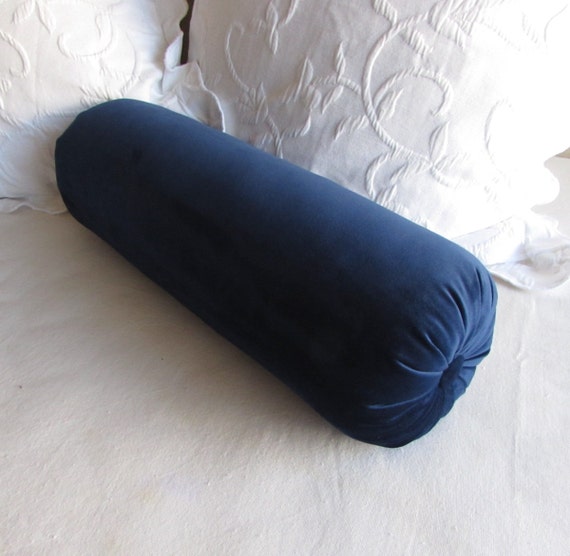 NAVY VELVET decorative Bolster Pillow 7x22 by theBolsterQueens