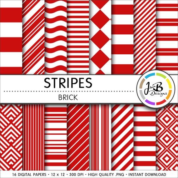 Stripes Digital Paper Brick Red Red and White Stripes