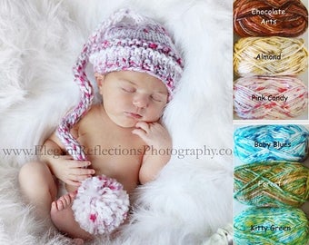 Knit Baby Hat, Newborn Girl Elf Hat, Newborn Boy Hat, Baby Knit Hat, Newborn Photo Prop, Baby Hat, Baby Stocking Hat, Knit Hat, Newborn Prop