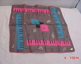 Vintage Rachelle Musical Music Handkerchief 17 - 664