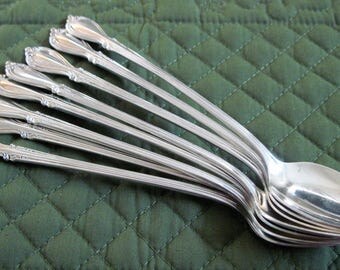 8 Vintage Society Silverplate Iced Tea Spoons In The Southern Splendor Pattern Circa 1950's
