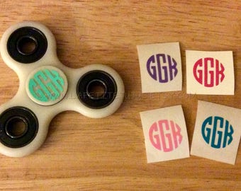 spinner decal, fidget decal, monogram decal, set of 5 decals, custom monogram, spinner monogram decal, vinyl decal, personalize decals