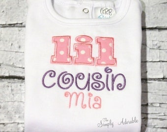 Little Cousin Shirt, Big Cousin Shirt, Personalized Cousin Shirt, Big Sister, Little Sister, Family Shirts, Choose your color scheme