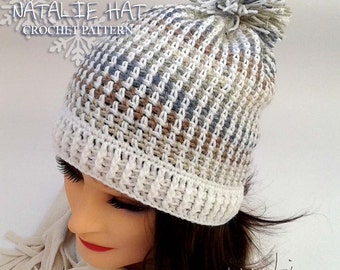 NATALIE crochet hat pattern - Winter hat crochet pattern - Child, teen and adult size! Permission to sell finished items. Pattern No. 188