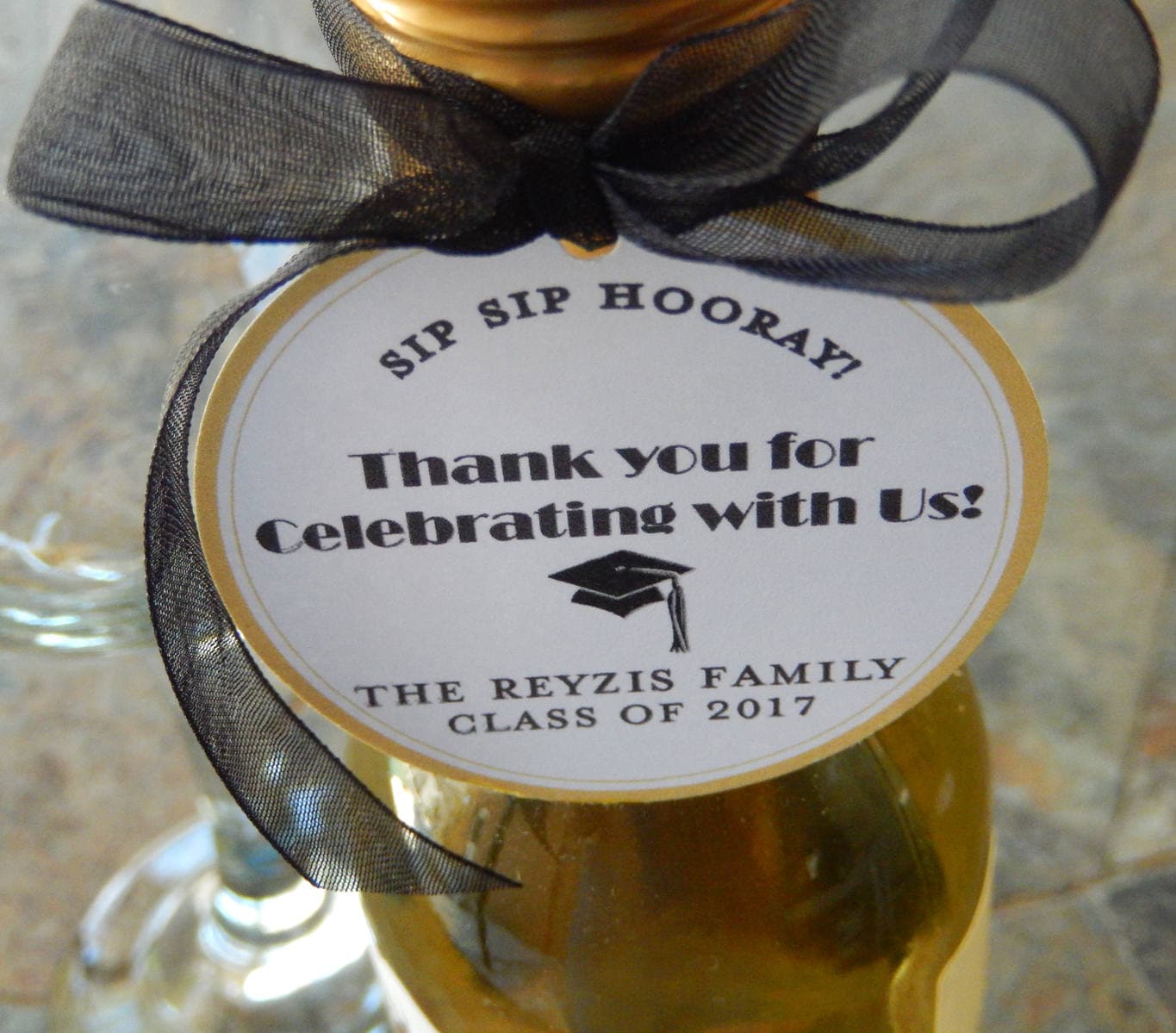 Graduation Custom 2 Thank You Favor Tags For Mini Wine