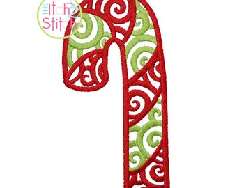 Scroll Candy Cane Embroidery Design For Machine Embroidery, INSTANT DOWNLOAD now available